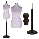 Display Guru Female Uk Size 12/14 Tailors Dummy Dressmakers Mannequin Silver Torso Bust Black Wood Round Base